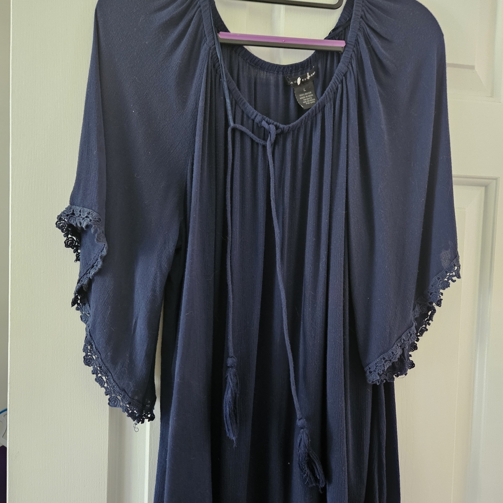 Grace Elements Deep Blue Rayon Blouse